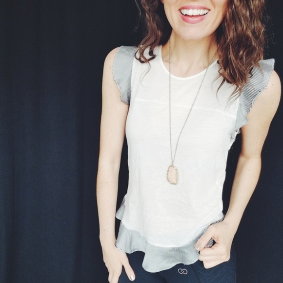 J. Crew Tops - J. Crew ruffle hem pinstripe tank -C8